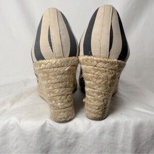 J. Crew Black and Cream Espadrille Wedges
